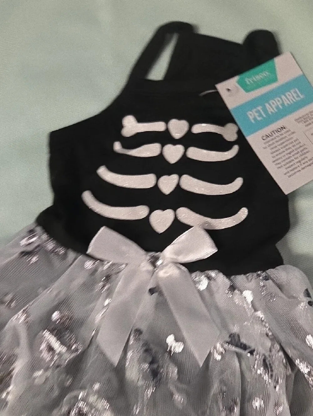 Frisco Black & Silver Skeleton Tutu Dress for Dogs